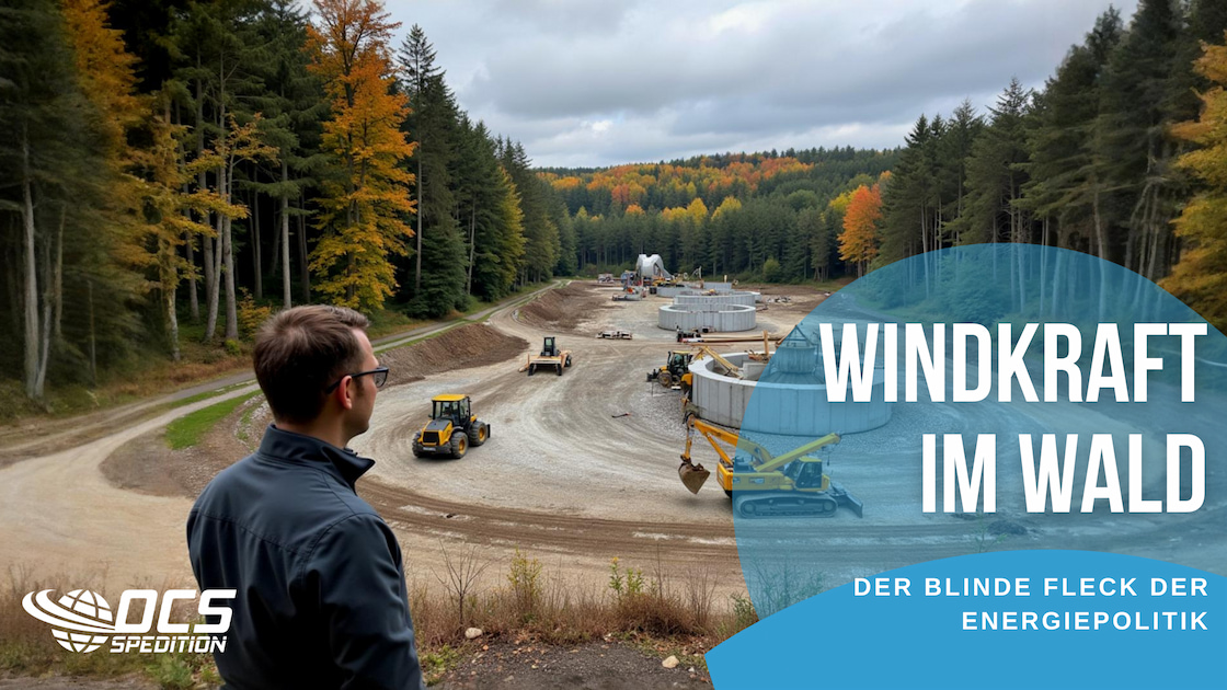 Rodung im Wald für Windenergieanlagen als Symbol für Entwaldung