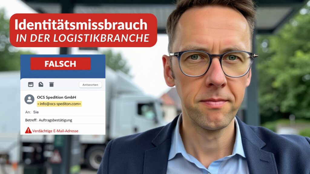 Vergleich zwischen gefälschter und echter E-Mail-Adresse einer Spedition – Beispiel für Betrug mit ähnlichen Domains in der Logistik