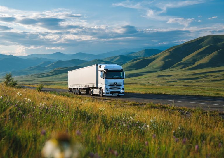 European_long-haul_truck_driving_kasachstan